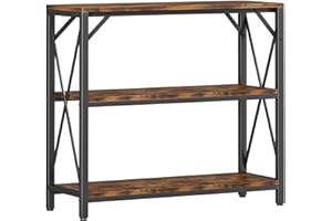Homeiju Console Table 31.5" Width, 3-Tier Entryway Table with Storage, Industrial Sofa Table with Open Shelves, Foyer Tables for Entryway, Hallway, Kitchen, Living Room and Bedroom, Rustic Brown