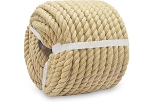 BONSINY Brown Rope 3/8 inch x 100 feet Nautical Rope - Twisted Cotton Rope for Crafts Wall Hanging DIY Projects Home Decor