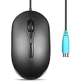 Perixx PERIMICE-222PB Wired PS/2 Optical Mouse - Long 5.9 Ft Cable - Optical 1200/1600/2000 DPI Design - Black