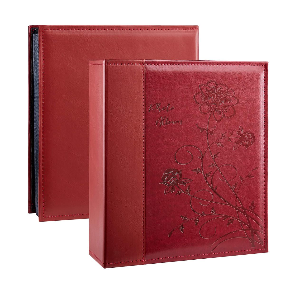 Miaikoe Photo Album 6x4 400 Photos Slip in, Extra Large Capacity Leather Cover Wedding Family Picture Albums Holds 400 Vertical 10x15cm Landscape Photos(Red)