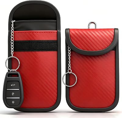 Diyife Faraday Pouch Car Keys 2 Pack RFID Signal Blocking Key Fob Red