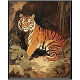 Tiger Vintage Poster Art Print Retro Animal Wall Art Poster Nature, Wall Decor Wildlife Vintage Inspired Animal Decor 39 (Tiger, 8 x 10 inches, Unframed)