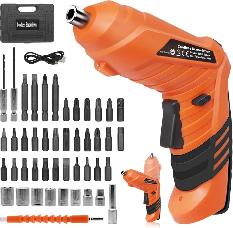 MQUPIN 49 in 1 Electric Drill Screwdriver Cordless LED Light USB Charger