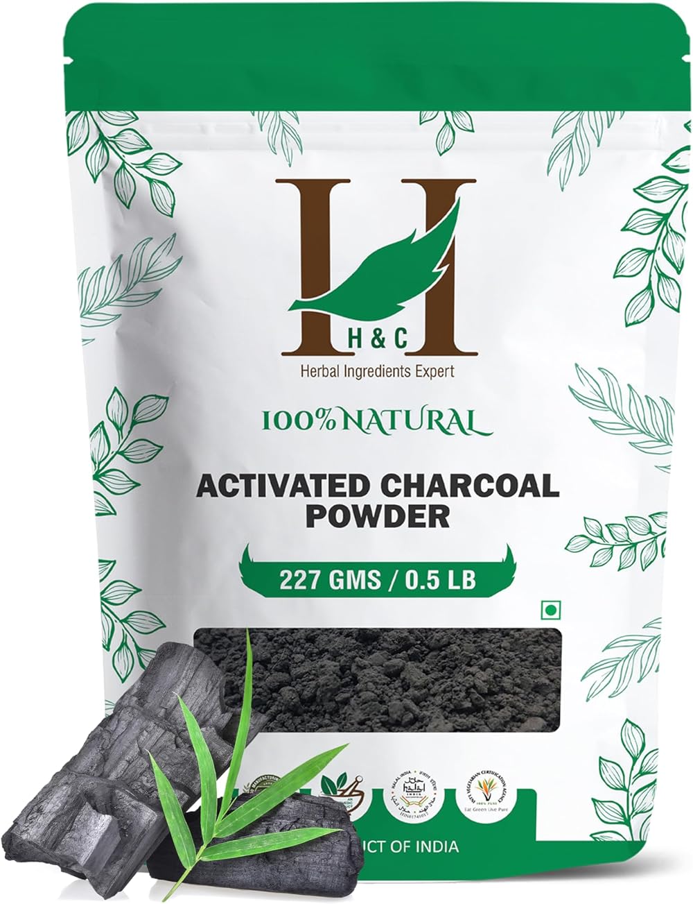 H&C Activated Charcoal Powder 227 Grams Pack Brand Herbal Ingredients Expert