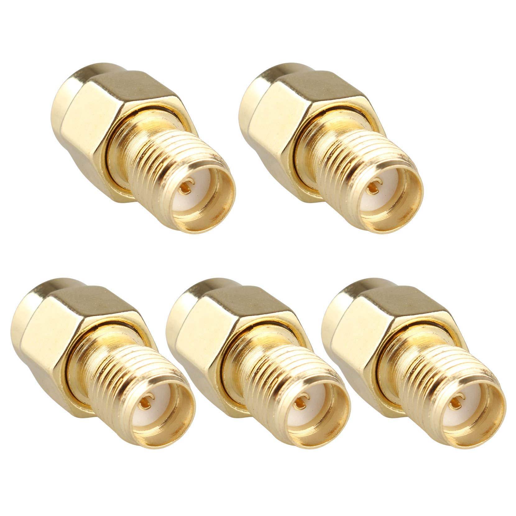 Jopto 5PCS Coaxial Coax Adapter SMA Female to RP-SMA Female Jack Adapter SMA Female Plug to SMA Female Connector Converter RP-SMA Female (No Pin) to SMA Female (No Pin) for Antenna Plug Coaxial Coax