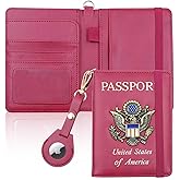 Cnycmy Passport Holder with Airtag,Passport-Wallet-Holder for Women, RFID Passport Holder with Slot Waterproof, PU Leather Travel Passport Case (wine red1)