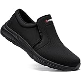 LARN SAFETY Mens Non Slip Shoes Food Service Work Shoe Waterproof Slip Resistant Kitchen Chef Footwear Restaurant Hospital Slip-On Black