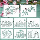Wild Flower Stencils for Painting 11X8.3" Large Flower Stencil for Walls Leaf Cherry Blossom Vine Stencils Reusable Drawing S