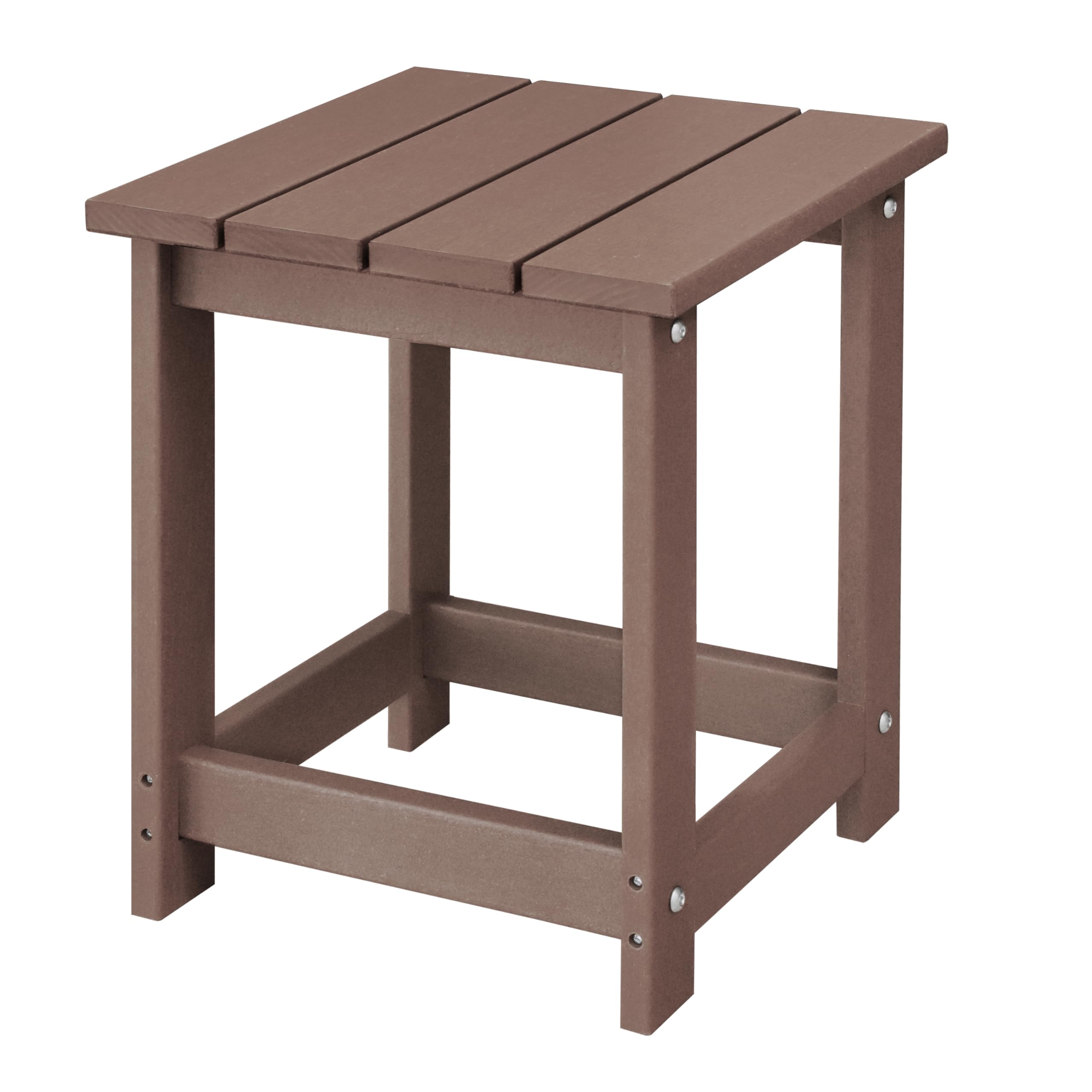 Photo 1 of LZRS Adirondack Square Outdoor Side Table for Patio, Pool Composite Patio Table,HDPE End Tables for Backyard,Pool, Indoor Companion, Easy Maintenance & Weather Resistant(Brown)
