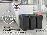 Addis 40 Litre Interlocking Recycling Bins Set of 3 Blue Yellow Lids view 6