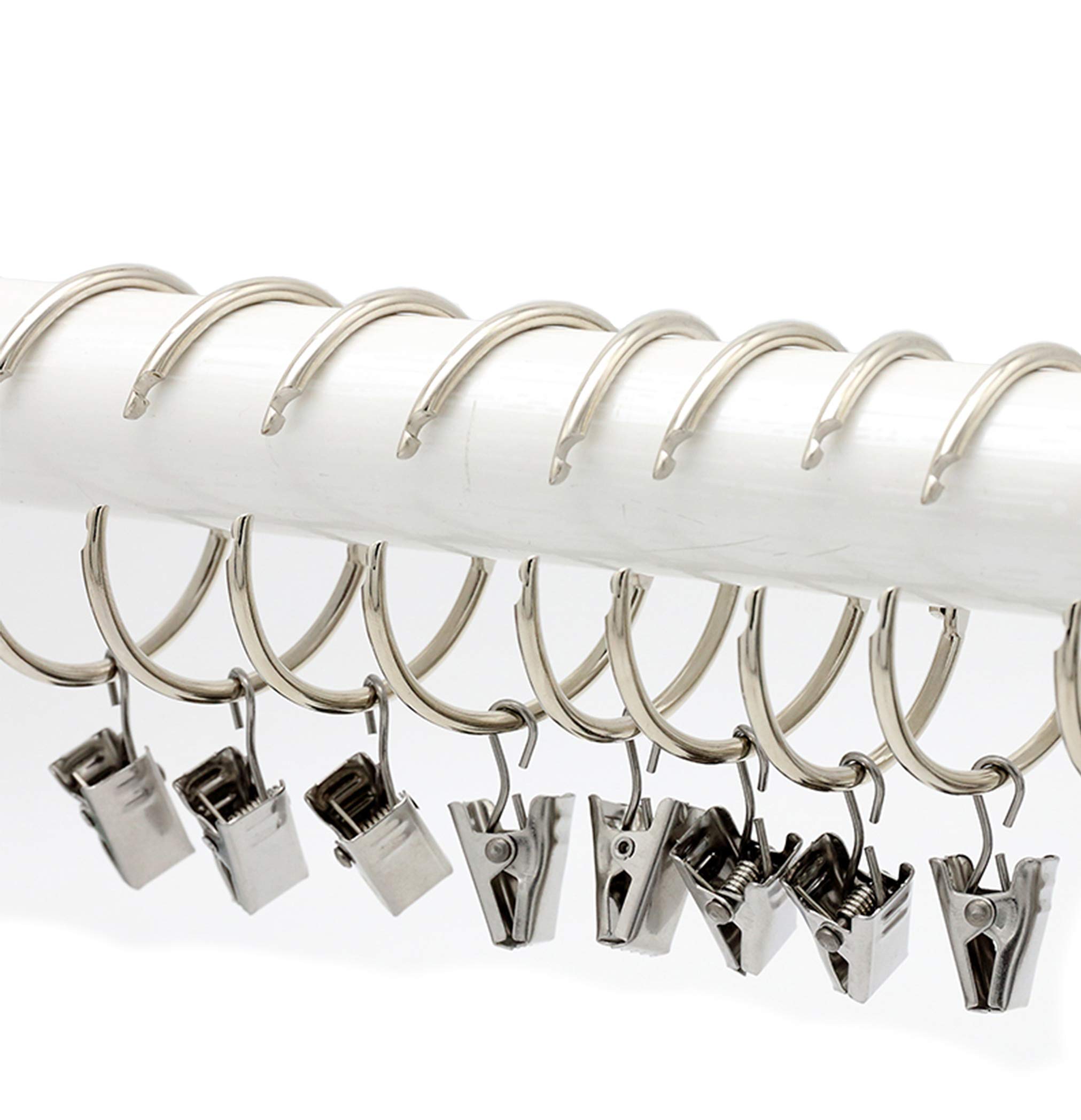 Curtain Rings with Clips Easy Open and Close 50mm Pack of 30 (C)