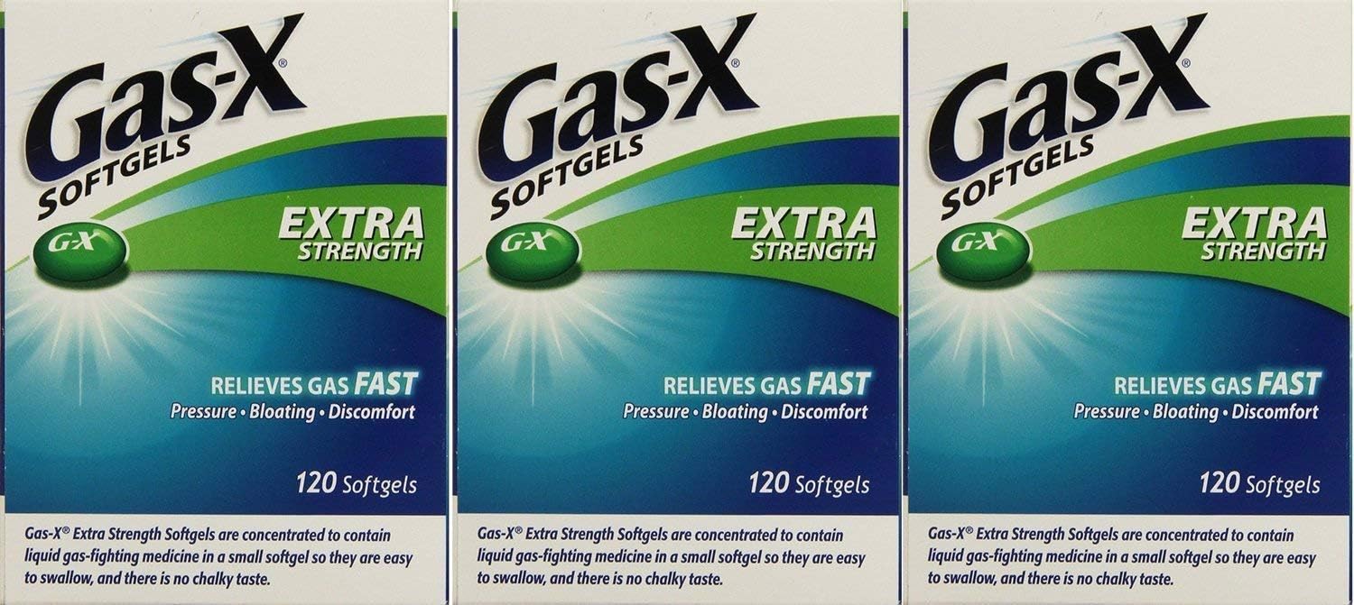 Gas-XExtra Strength Antigas Simethicone, 120 Softgels ( Family Pack of 3)