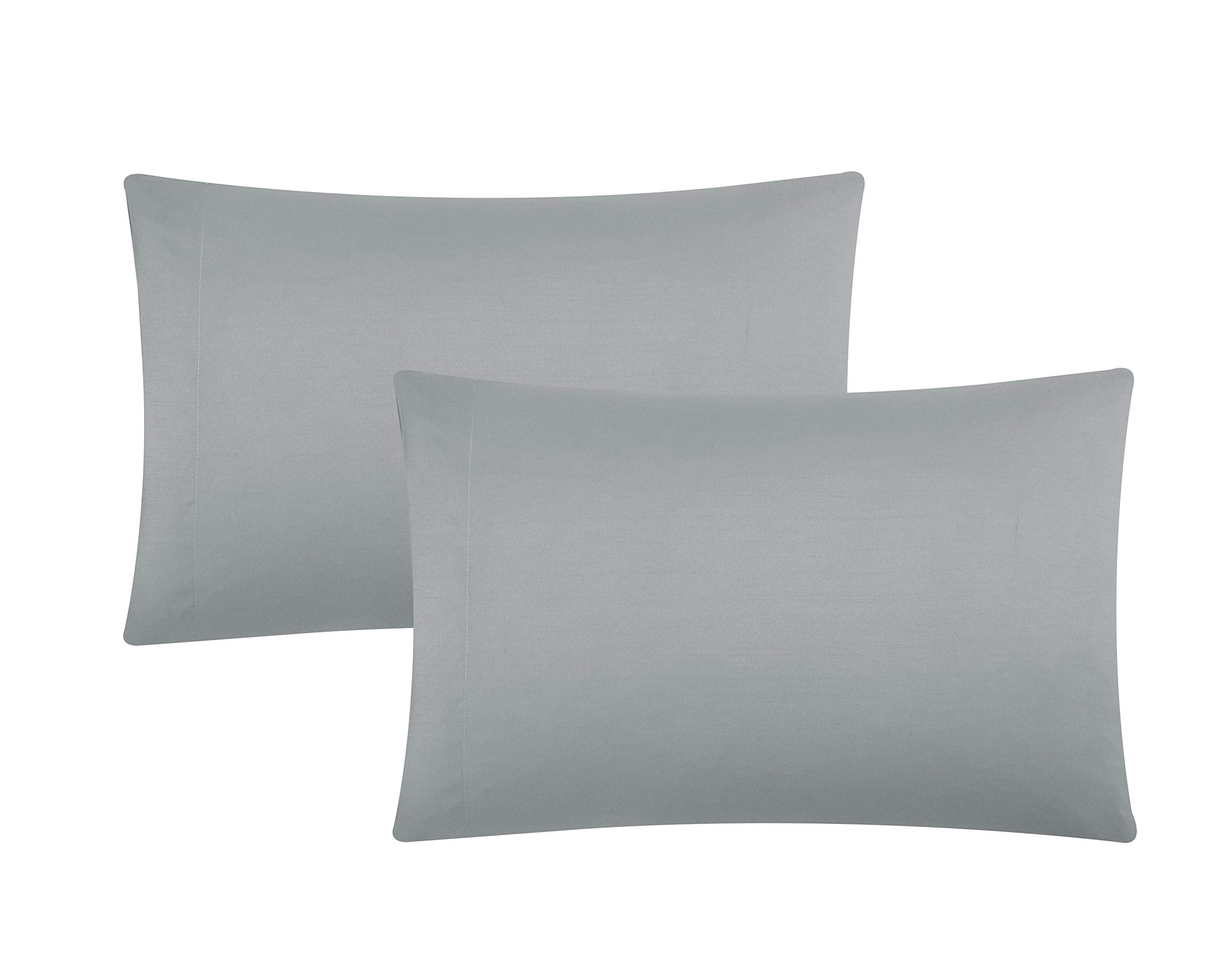 Evolive Ultra Soft Brushed Microfiber Standard Size 20"x30" Pillowcases Pair Set of 2 with Envelope Closure (20"x30" Standard, Silver Grey)