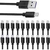 Smays Micro USB Cable 20-Pack Bulk, 3ft Charging Cord Multi Pack, Black