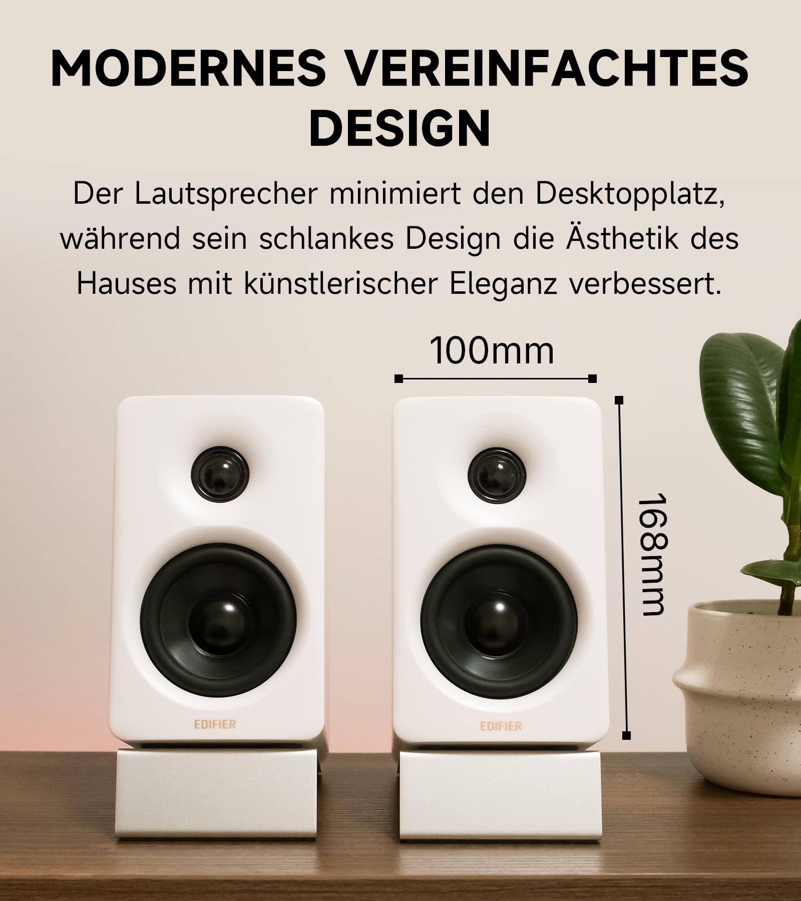 Edifier M60 Multimedia-Lautsprecher Bluetooth 5.3, 66W RMS, Hi-Res Audio & Hi-Res Wireless Audio, LDAC, 3" Mittelbass & 1" Hochtöner, USB-C & Aux-Eingänge, Kompakter Desktop Lautsprecher - Weiß 4
