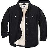 Pearl snap Men's Sherpa Lined Flannel Quilted Jacket Long Sleeve Cotton Button Up Down Jacket Winter Shirts