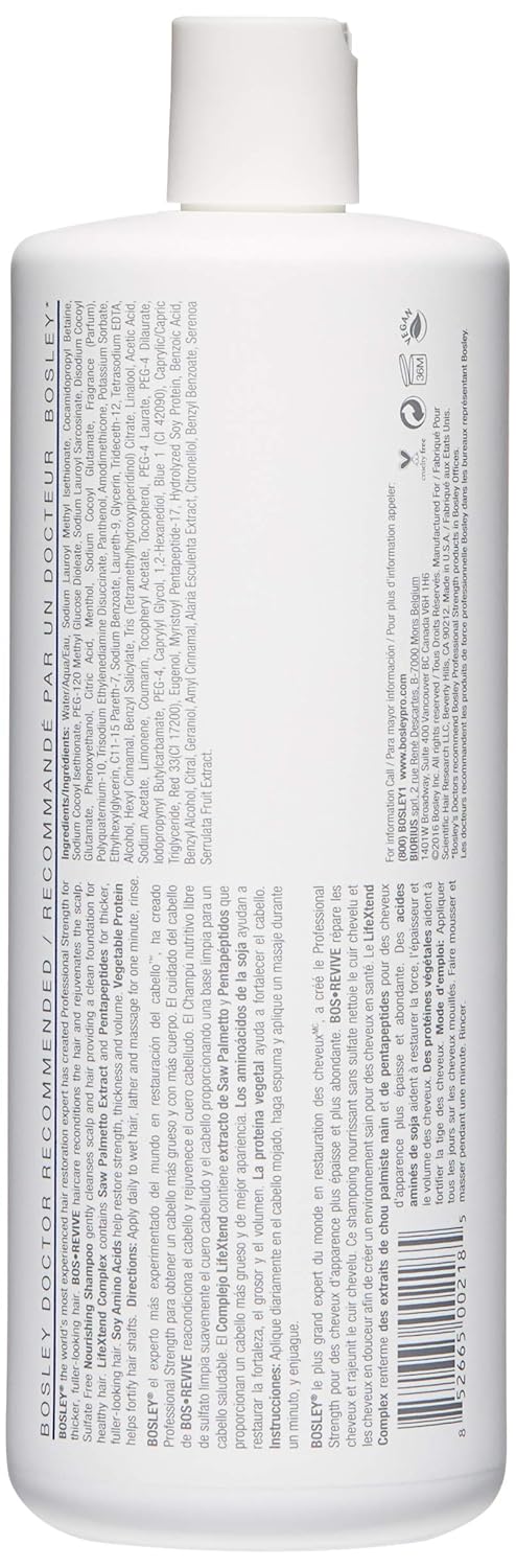 Bosley Bos Revive Nourishing Shampoo for Visibly Thinning Non Color-Treated Hair, 33.8 Ounce: Premium Beauty