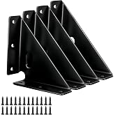 4 Pcs Heavy Duty Gusset Joints, Trapezi Corner Code, Bracket Corner Brace Bracket Fasteners, Furniture Shelf Support Joint Fasteners for Table, Chair Cabinet Bed Stabilization (Black)