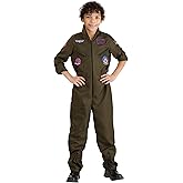 Kids Top Gun Flight Suit Costume | Child Top Gun Fighter Pilot Jumpsuit for Halloween & Playtime
