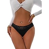 Murimia Sexy Seamless Underwear for Women Lace Cheeky Bikini Panties Breathable Low Rise Briefs