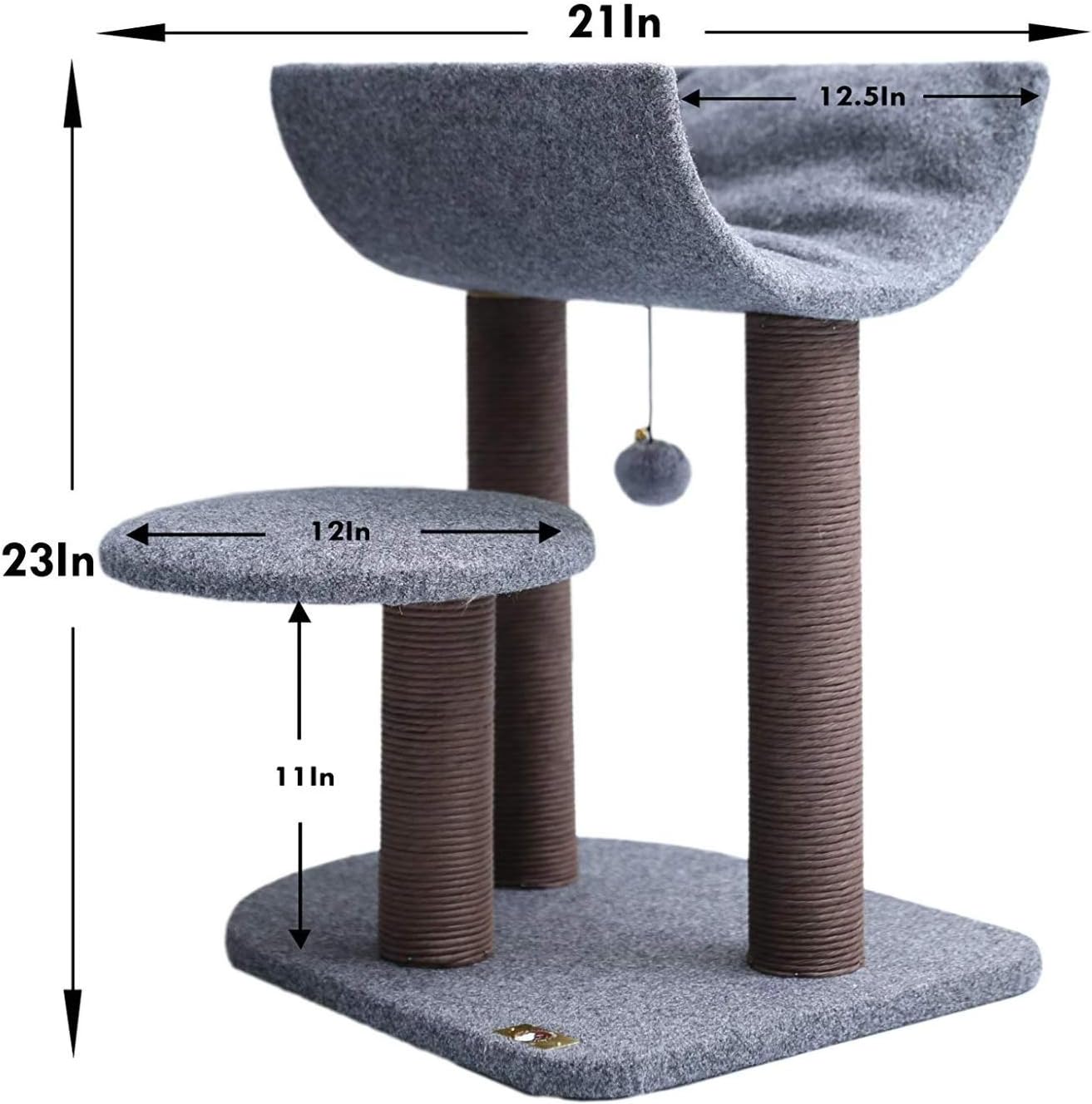 PetPals Cat Tree Cat Tower for Cat Activity with Scratching Postsand Toy Ball,Gray (Perch): Home & Kitchen