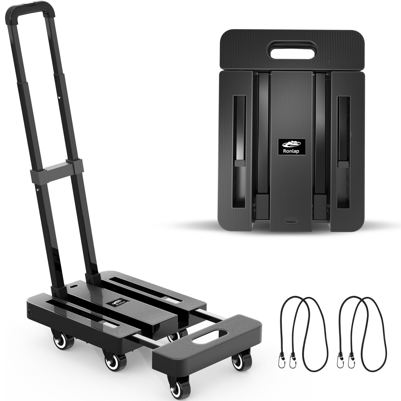 thumbnail image 2 of Heavy Duty Folding Platform Cart Dolly – 70lb Capacity – Portable Moving Luggage Hand Truck Trolley 2 of 5