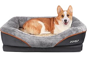 JOYELF Medium Memory Foam Dog Bed Orthopedic Dog Bed & Sofa with Removable Washable Cover and Squeaker Toy as Gift