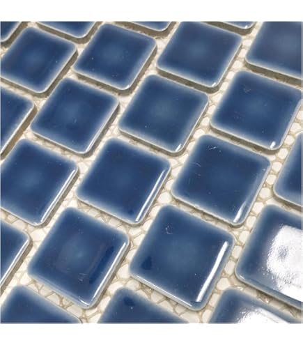 Porcelain Swimming Pool Waterline Tile - PEB-193 Cobalt Blue 1"x1" Sheets (1.08 Sq Ft Each), Pack Of 2