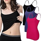 Ibeauti Womens Camisole with Shelf Bra Cotton Tank Top Adjustable Spaghetti Straps Cami Tops 3 Packs