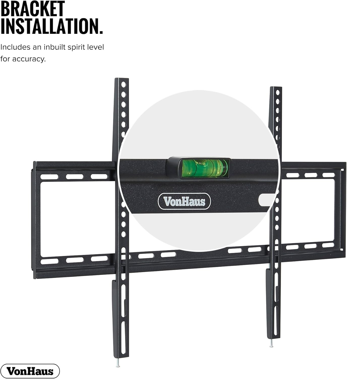 VonHaus TV Wall Bracket for 37-85" Screens, Ultra-Slim TV Bracket with Spirit Level, Flat to Wall Mount, 70kg Capacity - Image 3