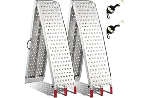 FACHNUO TOOL 2PC Truck Ramps 7.5ft Snowblower Folding Ramps with Handle Aluminum Loading Ramp for ATV, Motorcycles, Dirt Bike, Lawn Mowers, Car 1500lb Capacity/Pair