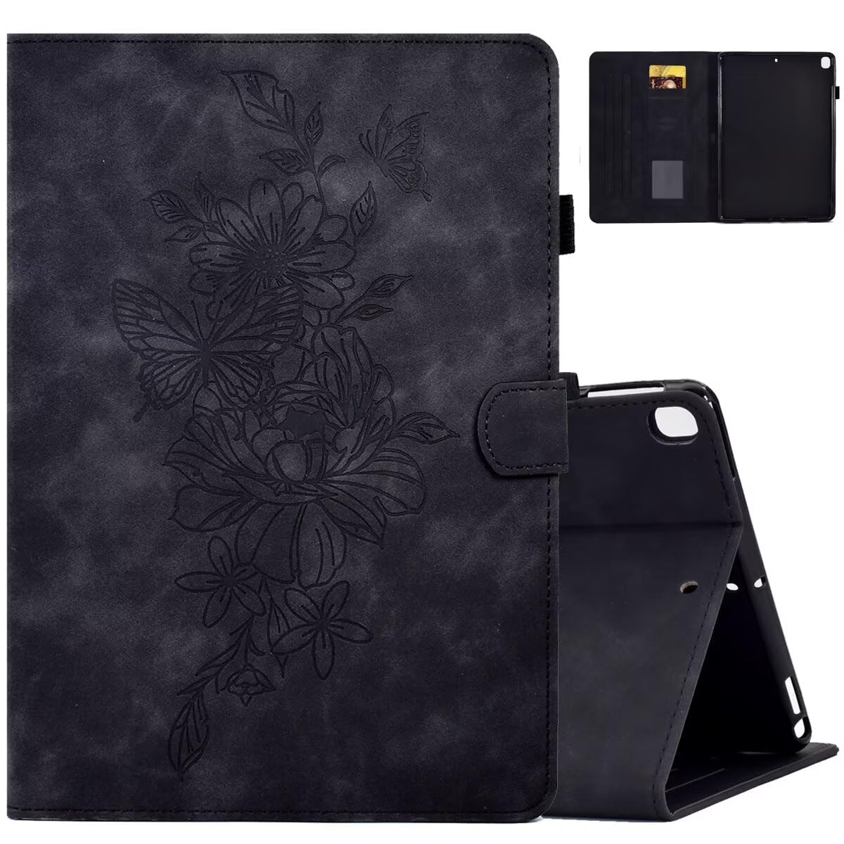 MOKASE Case for iPad 9th/8th/7th Generation 10.2 inch 2021-2019 Release, Suede Kickstand Multi-Angle Protective Cover with Auto Wake/Sleep with Pen Holder & Card Slots for iPad 10.2/Pro 10.5, Black — image 1