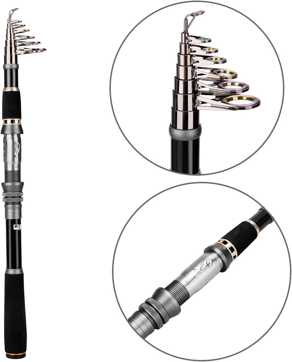 PLUSINNO Telescopic Fishing Rod and Reel Combos Full Kit, Carbon Fiber Fishing Pole, 12 +1 Shielded Bearings Stainless Steel BB Spinning Reel, Saltwater and Freshwater Fishing Gear : Sports & Outdoors