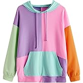 SweatyRocks Women's Hoodies Long Sleeve Pullover Drawstring Sweatshirt Hoodies with Pocket