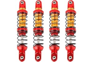 ZXYRC RC Shock Absorber Oil Adjustable RC Damper Set with Springs for 1/10 RC Truck Crawler Axial SCX10 I II III TRX4 D90 (80mm, Red-gold)