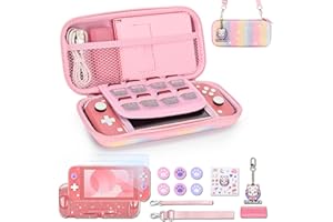 IA INNOAURA innoAura Switch Lite Carrying Case, Switch Lite Accessories Set with Pretty Switch Lite Bag, Switch Lite Cover, Switch Lite Screen Protector, Switch Game Case and Thumb Caps (Sequins Rainbow)