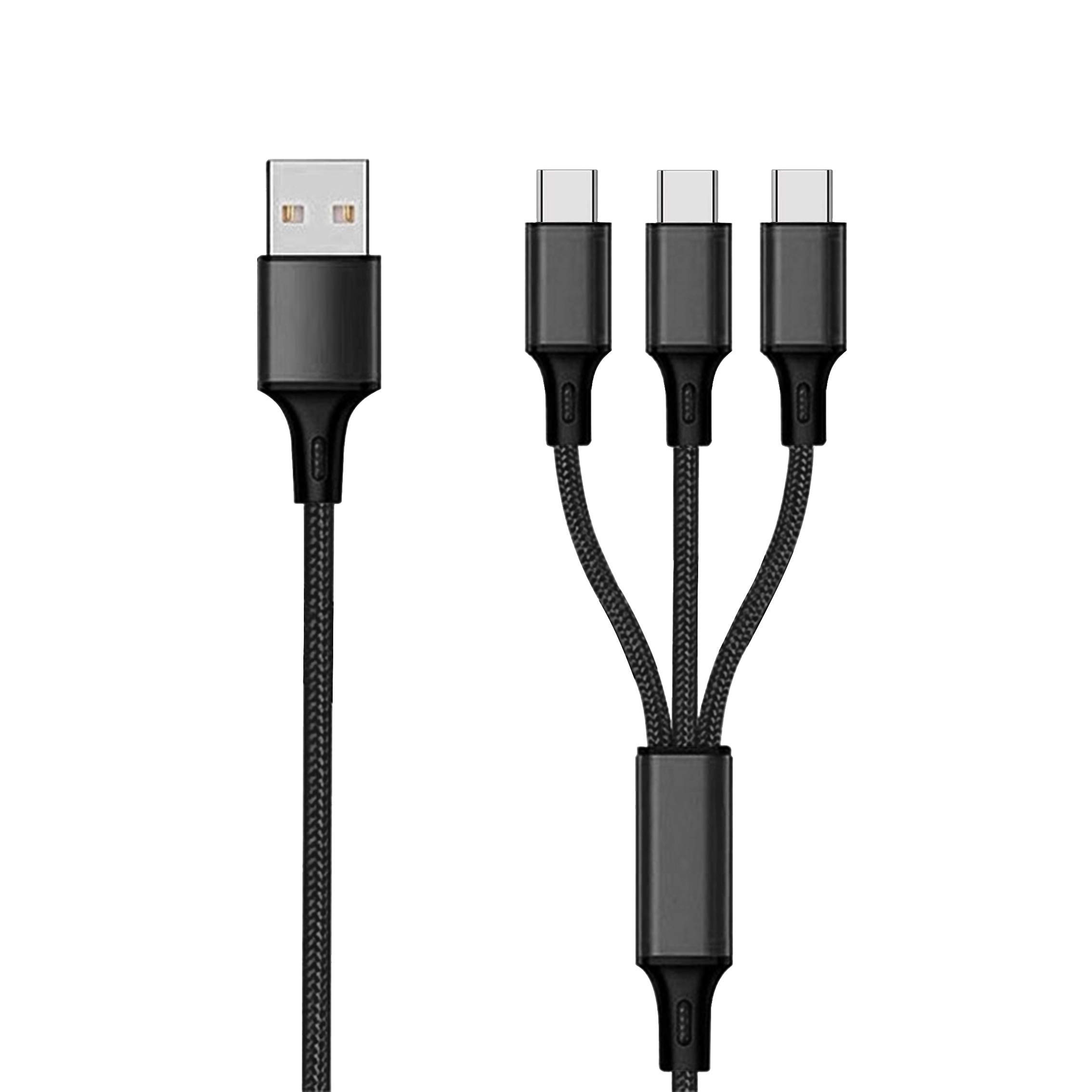Triple Type C USB Charging Cable 1.5 m Black