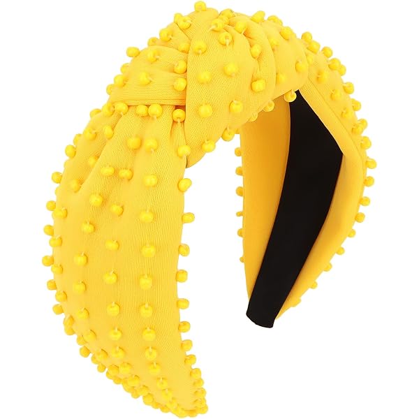 Lele Sadoughi Splattered yellow with yellow/green splattered embellishments. Amazon.com : YARIEW Football Headband Pearl Rhinestone  main image 4