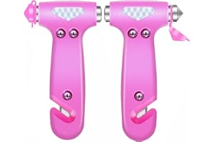 COFSODI 2PCS Emergency Car Window Breaker, Car Spring Loaded Window Punch, Essential Window Punching Seatbelt Cutter for Driving a Car, Tool to Break Car Window and Cut Seat Belt, Car Safety Tool Pink