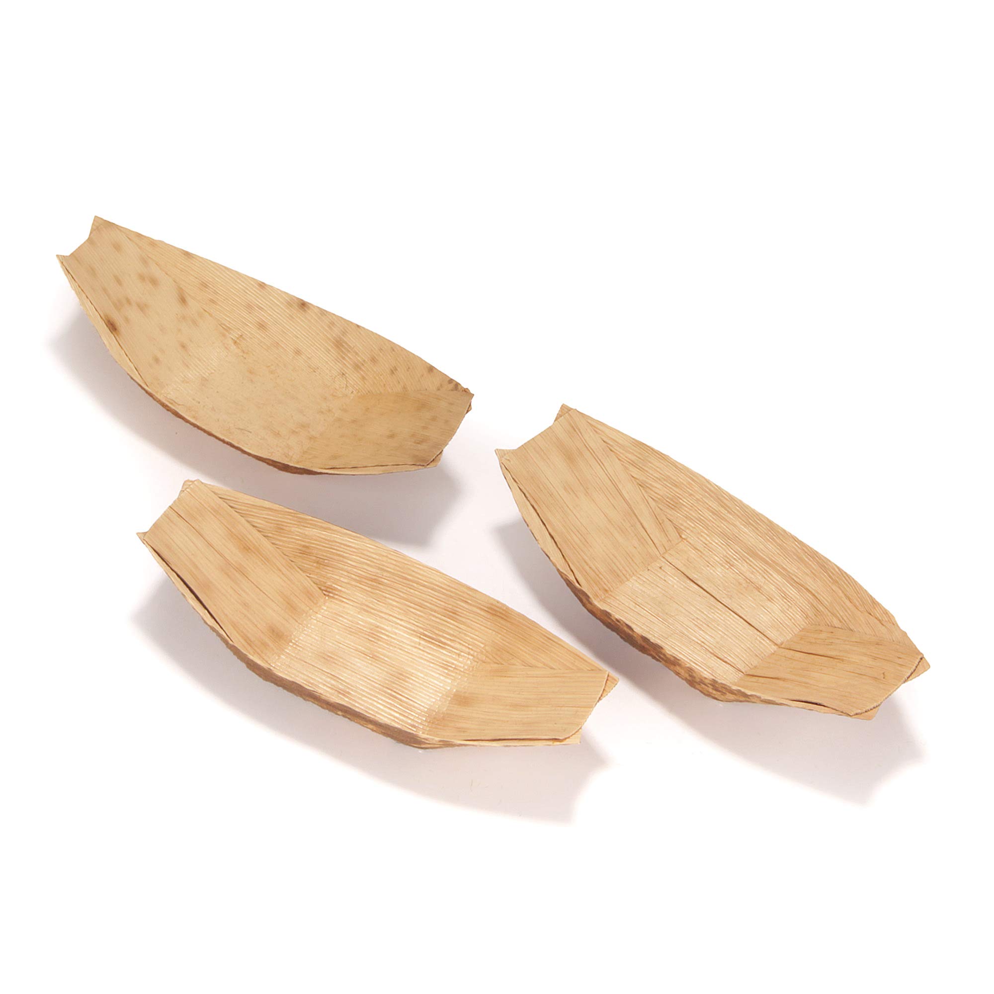 BambooMN 3.25" x 1.5" (8.25cm x 3.8cm) Premium Bamboo Leaf Boat, All Natural and Disposable Compstable for Catering and Home Use, 300 Pieces