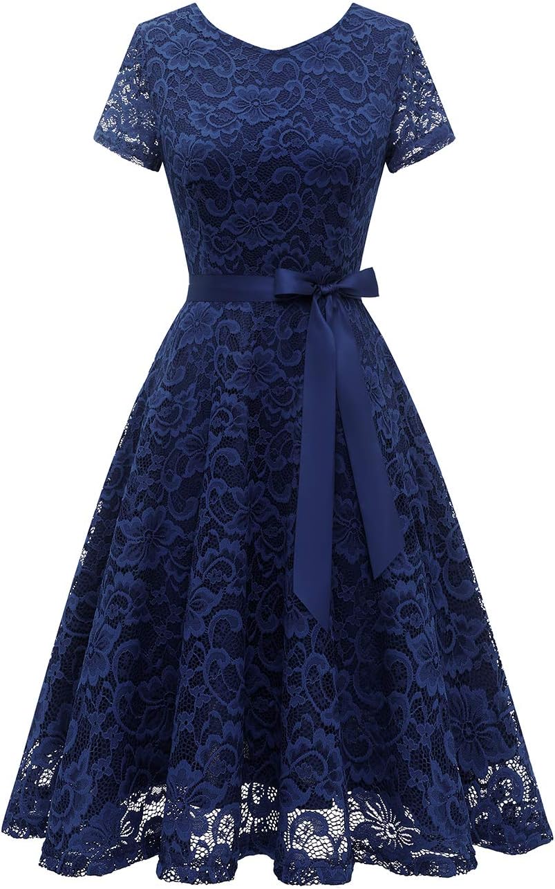 Women Lace Dress Prom Party Swing A-Line Bridesmaid Cocktail Dress