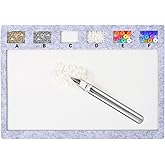 Rectangle Felt Beading Mat with Bead Scoop and Grids, Felt Beads Design Boards, Beads Tray Bead Pads with Surface Flocking for Art Crafts Jewelry Making Beading Supplies, 11.4x8inch