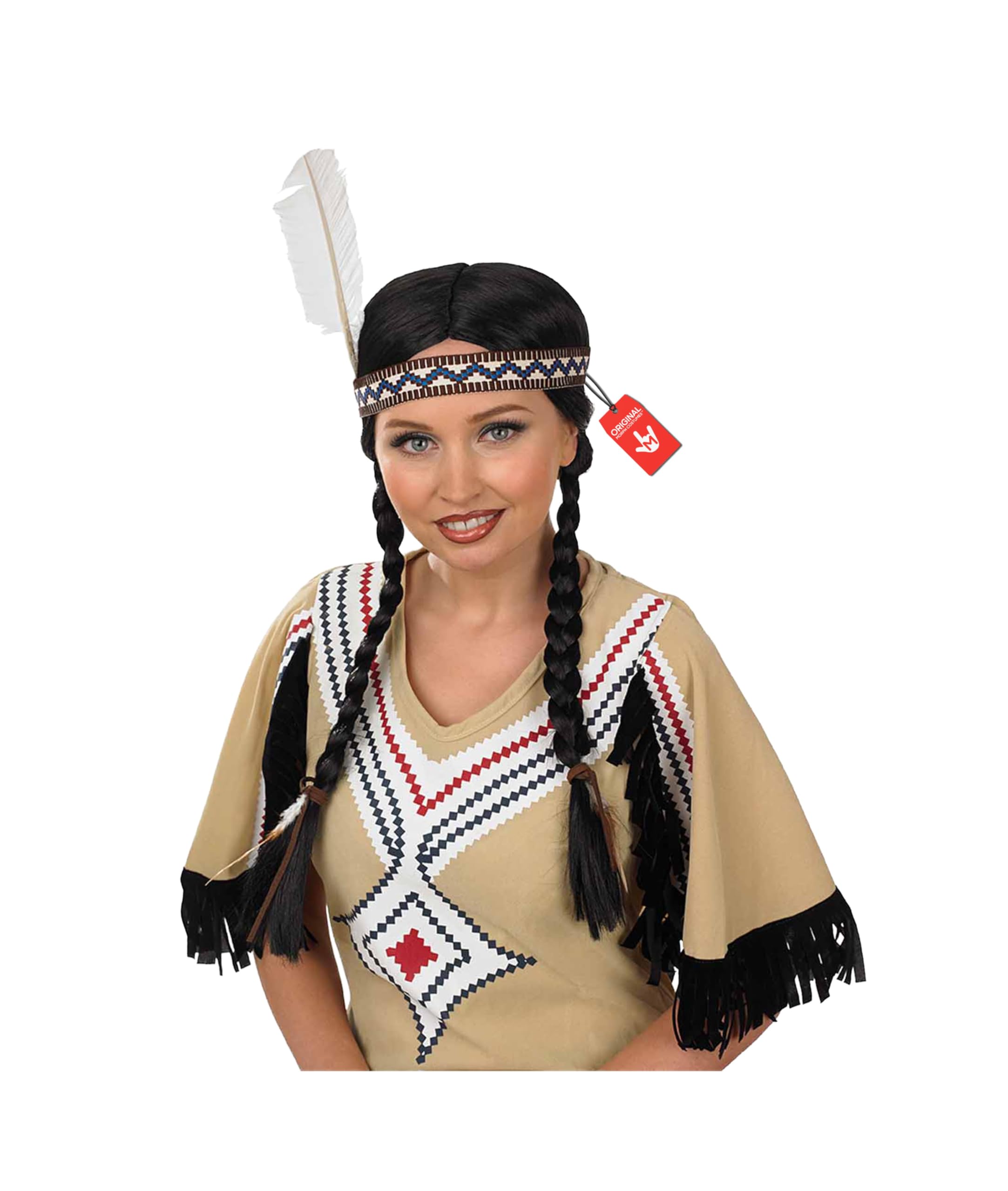 Fun Shack Womens Native American Wig Adults Wild West Indian Plaits Black Hair Accessory