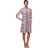 Alex Evenings Womens Midi Scoop Neck Shift Dress with Jacket (Petite and Regular)