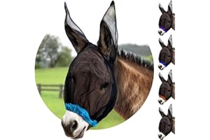 HORSEHOODIES Donkey Fly Mask with Long Ears (Aqua) Made in USA - Mule Fly Mask with Ears Protection from Insects and Bugs, Mini Donkey Soft Mesh Fabric with Adjustable Fastener, Face Cover Supplies for Donkeys