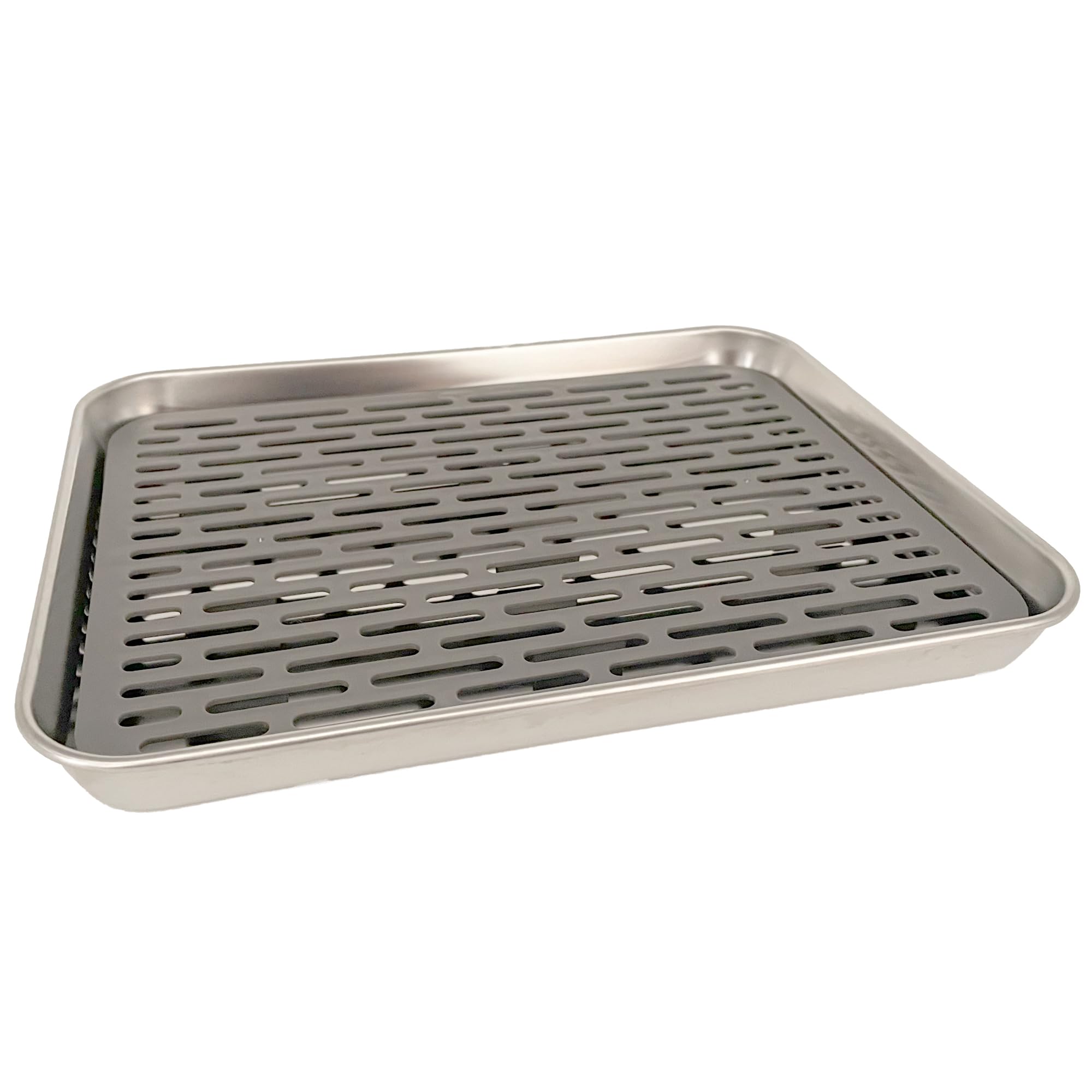 duoyif Stainless Steel Drip Tray, Bar Drip Tray, Made of Stainless Steel with Plastic Grid, Tea Tray, Rectangular Drip Tray for Bars, Teahouse, Restaurants, Cafes, Kitchen (26.5 x 20.5 x 2.5 cm)