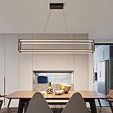 SUNMOO Modern LED Chandelier Linear Rectangle Chandelier Dimmable 39" Kitchen Island Lighting,Black Contemporary Hanging Line