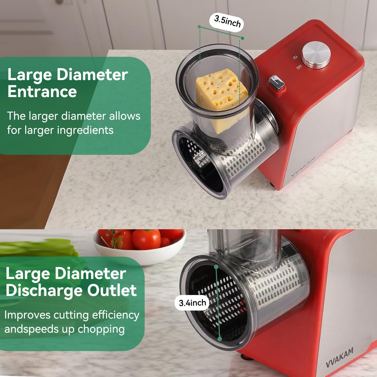 5-In-1 Electric Cheese Grater,300W Salad Maker,Electric Grater for Block Cheese,Kitchen Electric Food Slicer Shredder,Chopper for Vegetables Cucumber Carrots Cabbage Nuts(Black)