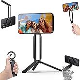 MAGDIGITEH Magnetic Phone Tripod Stand Foldable Magnetic Mini Tripod Pocket Cell Phone Stand with Arca-Swiss, 1/4'' Screw Hole,Compatible with Magsafe for iPhone 17/16/15/14/13/12