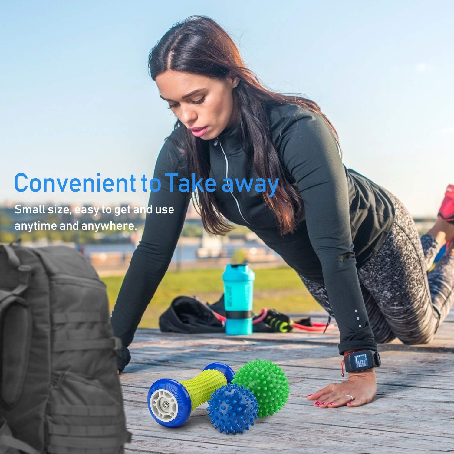 Plantar Fasciitis Roller Foot Massage Ball-Foot Massager Ball Set, 1 Foot Roller and 2 Spiky Massage Balls Deep Tissue, for All Over Body Trigger Point Therapy/Muscle Recovery/Stress Relief: Health & Personal Care